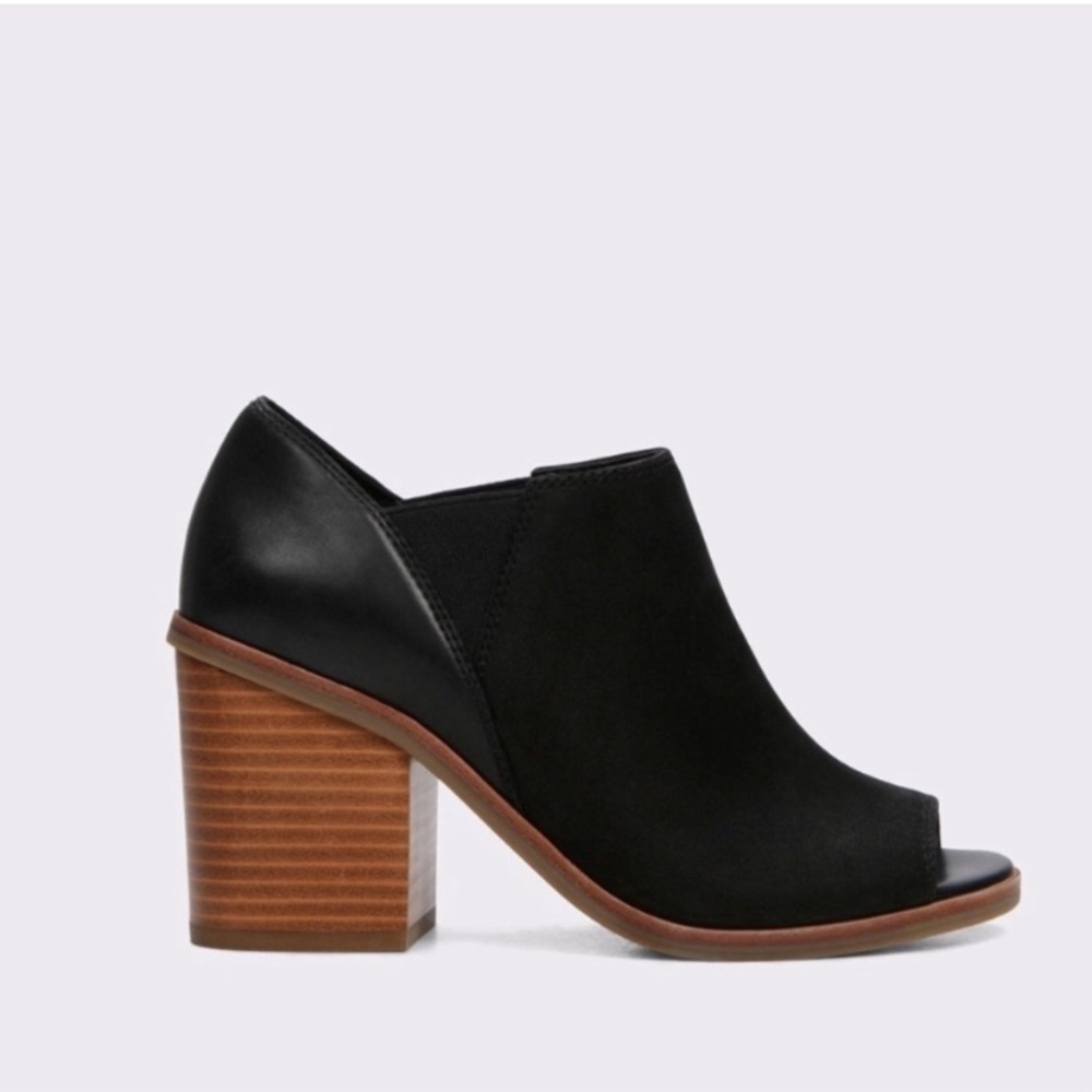 Aldo Jacqueline Black Suede Open Toe Booties Size 8